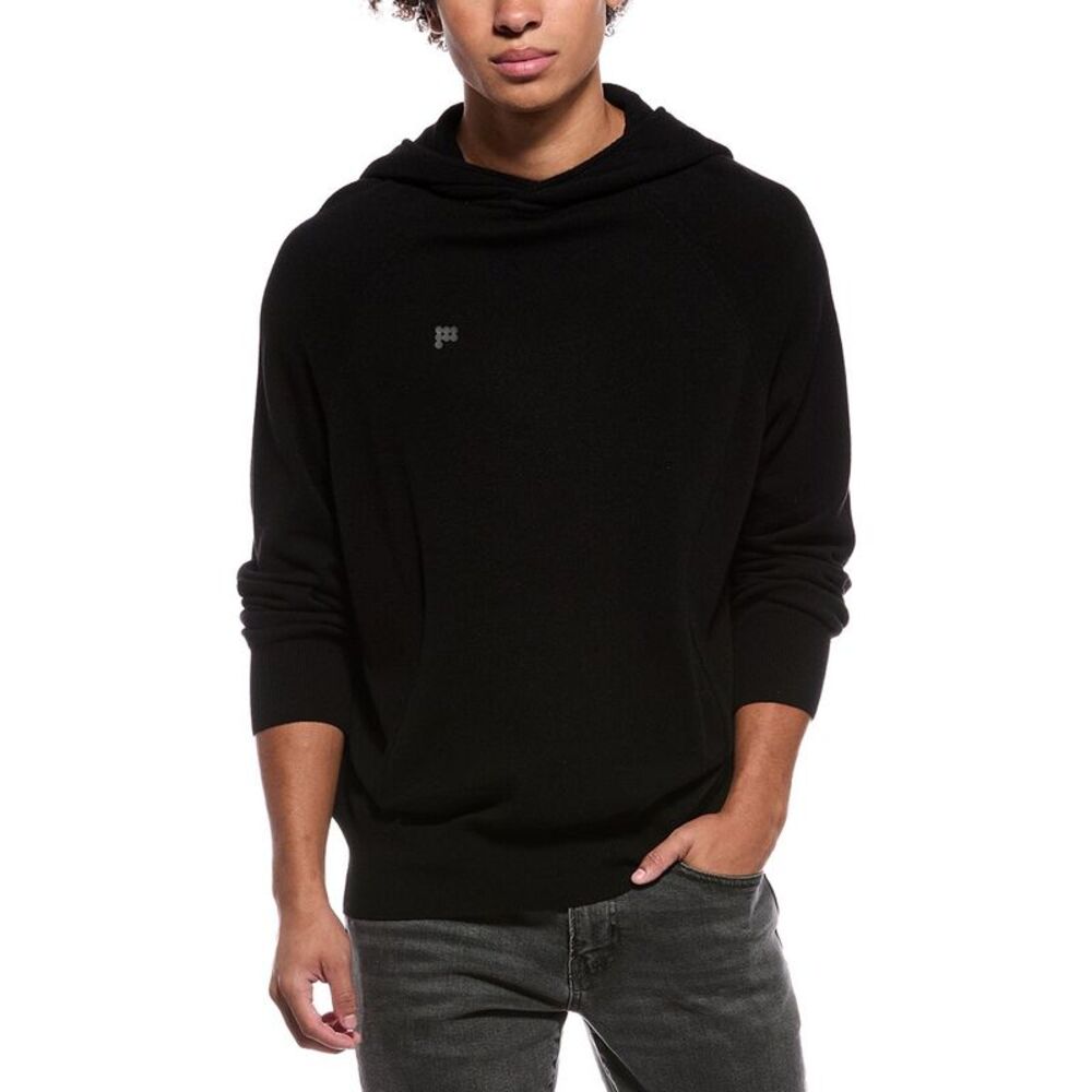 Pangaia Mens  Cashmere & Wool-Blend Hoodie, Black